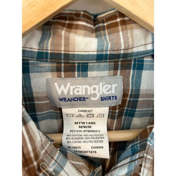 Wrangler Men's Wrancher Shirts SZ M Blue & Brown - Picture 3 of 5